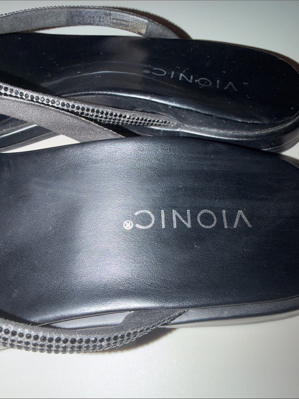 Vionic Black Leather Thong Sandals with Textured Straps - Picture 4 of 6